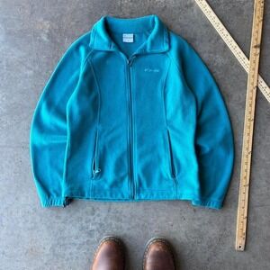2000s columbia teal fleece zip up